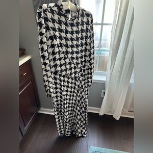 Ann Taylor size 14 black and white checkered midi dress